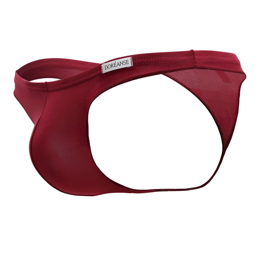 A sleek deep red doreanse 1392-brd euro thong with smooth form-fitting design and subtle stitching in bordeaux