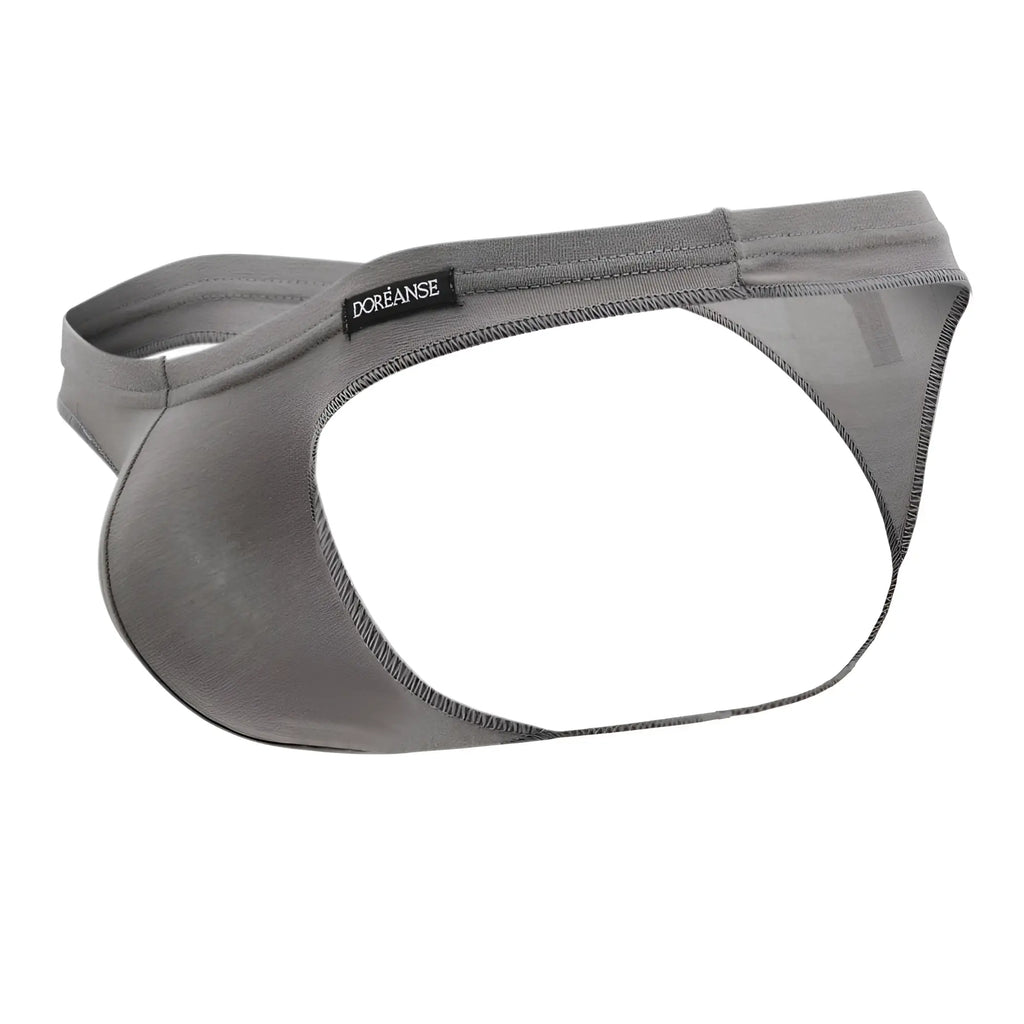 Gray Doreanse 1392-SMK Euro thong briefs in smoke color made of smooth stretchy fabric with a minimalist design