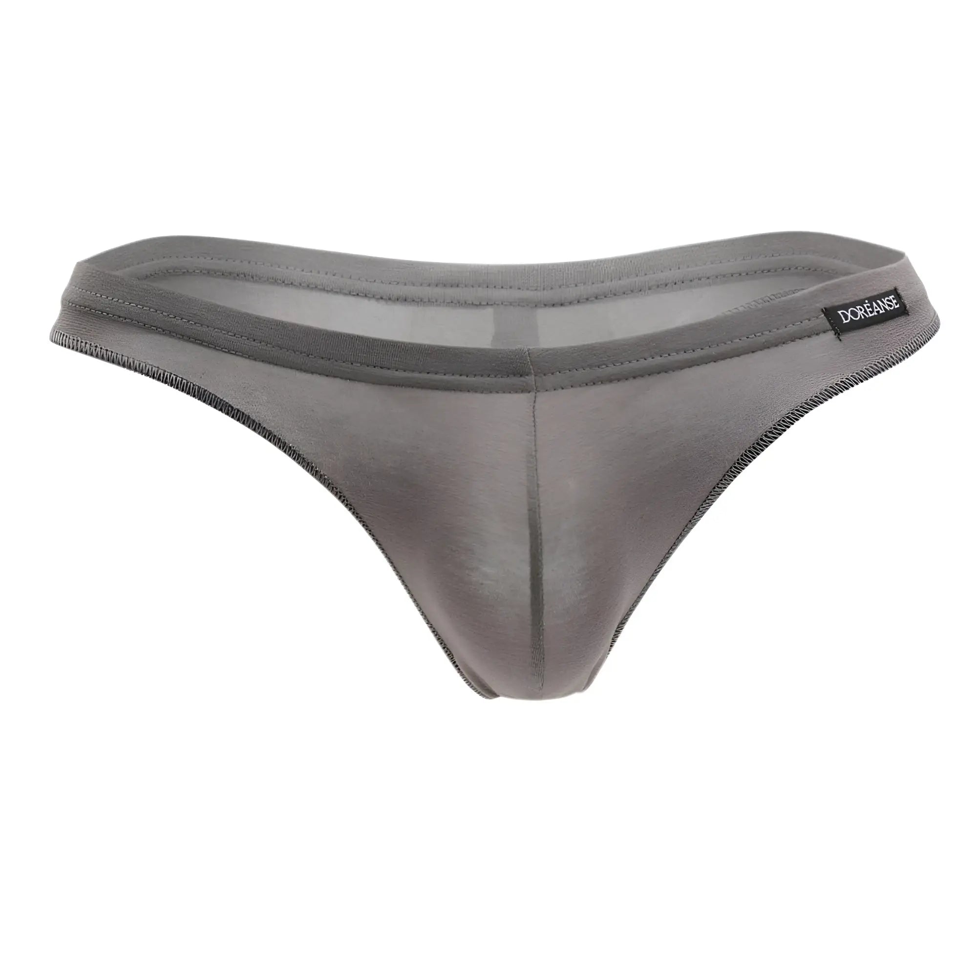 Doreanse 1392 Smk euro thong in smoke gray made of smooth stretchy fabric with subtle sheen and reinforced stitching