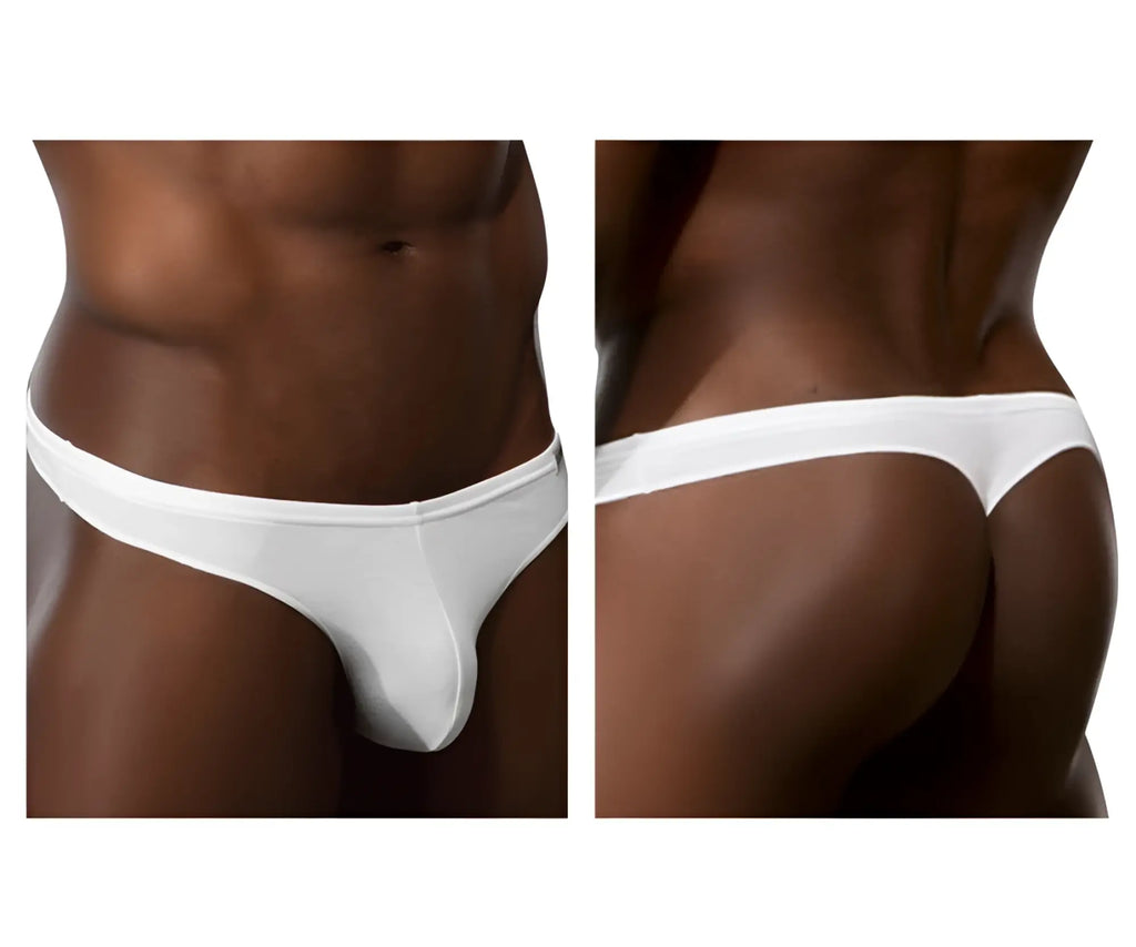 White Doreanse 1392-WHT euro thong made of smooth stretchy fabric with a form-fitting design shown from the back