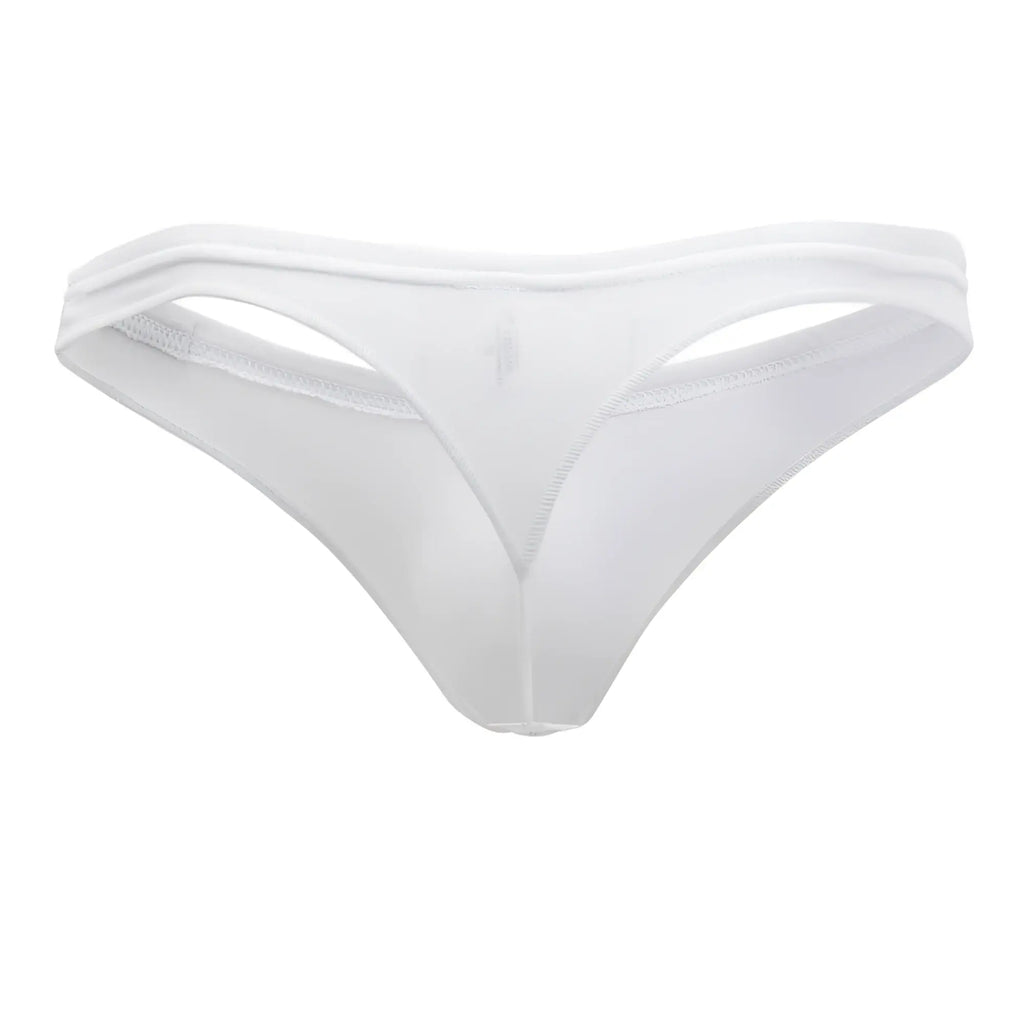 White doreanse 1392-wht euro thong made of smooth stretchy fabric with a minimalist design shown from the back