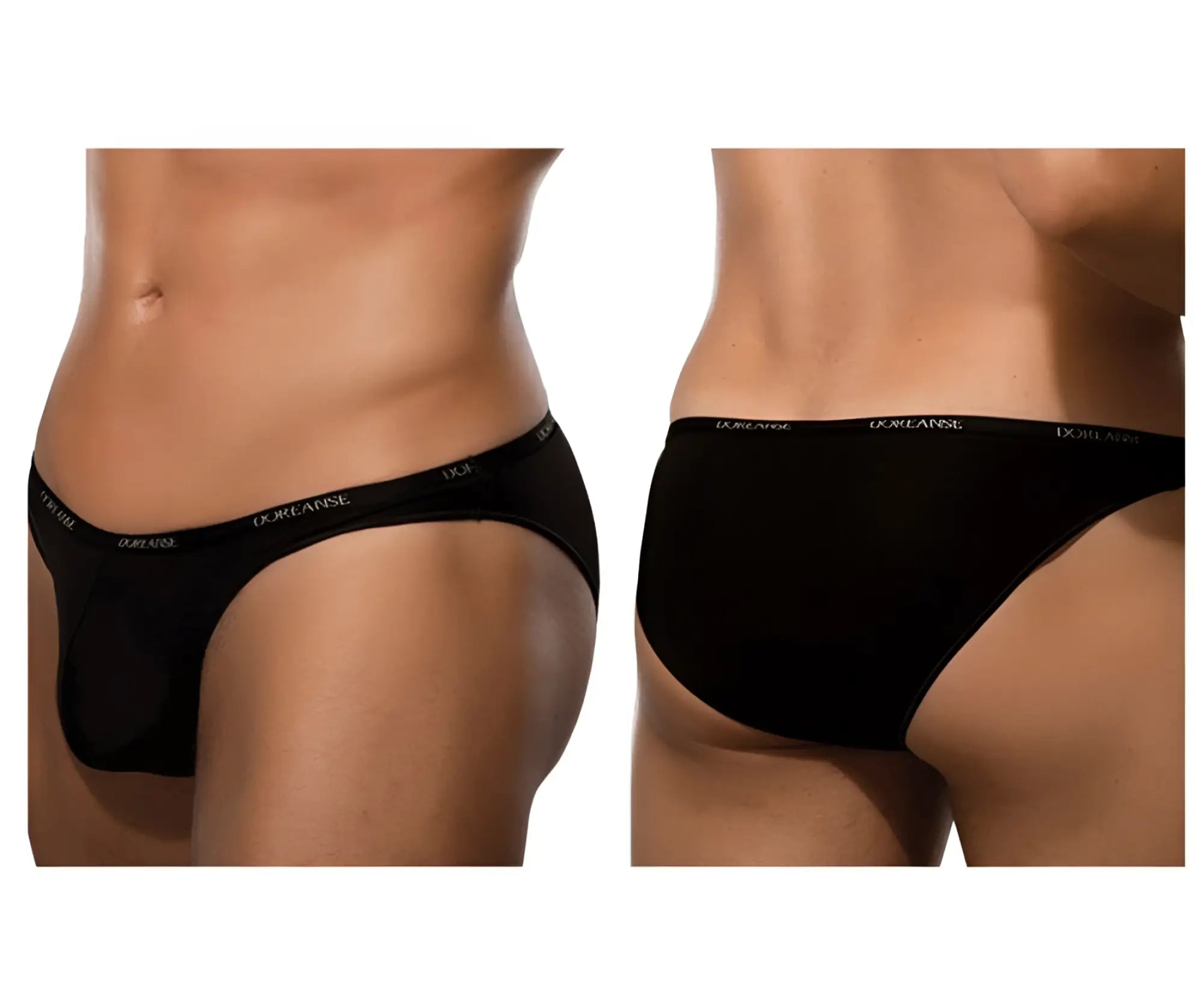 Black d&g briefs doreanse 1395-blk aire bikini with a subtle white logo band in black color