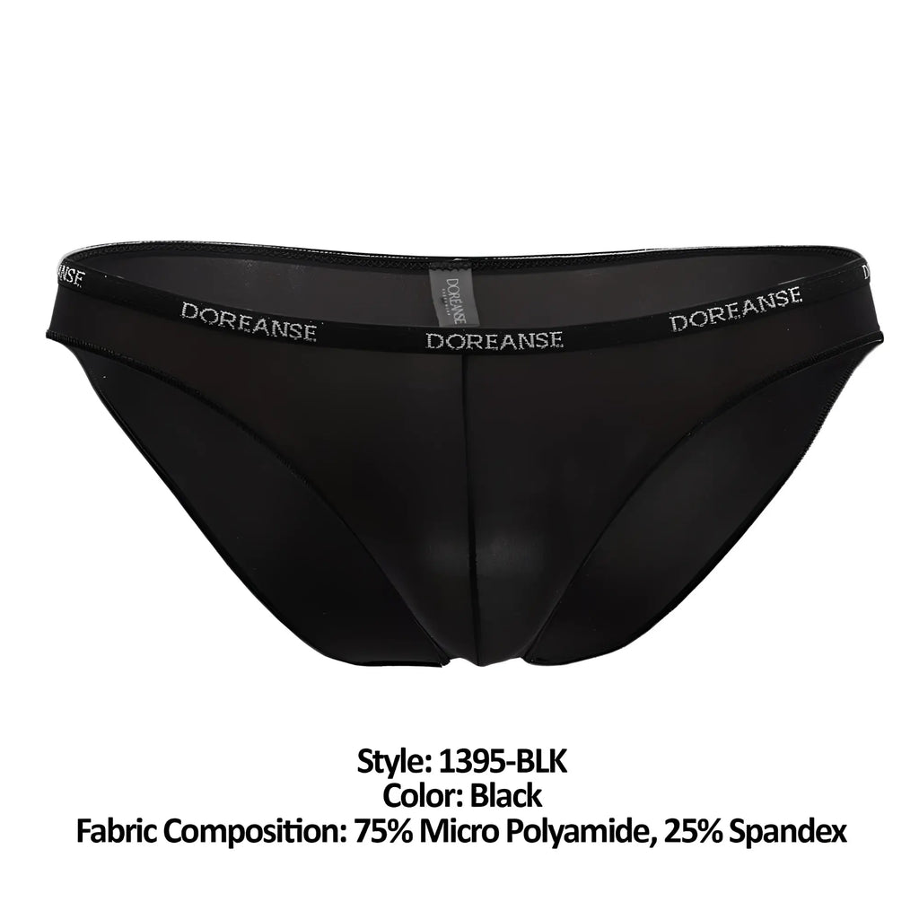 Black doreanse 1395-blk aire bikini briefs made of 75% micro polyamide and 25% spandex shown from the back