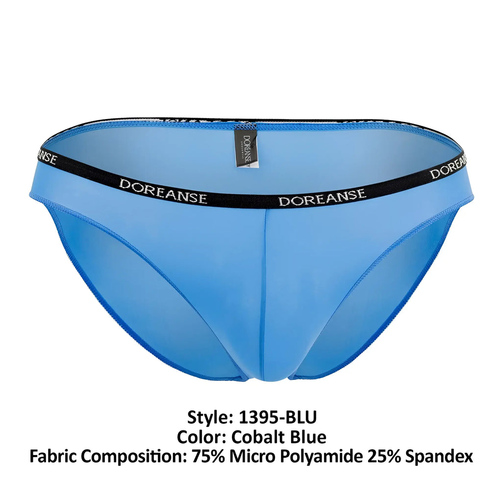 Cobalt blue doreanse 1395-blu aire bikini briefs made of 75% micro polyamide 25% spandex with black waistband