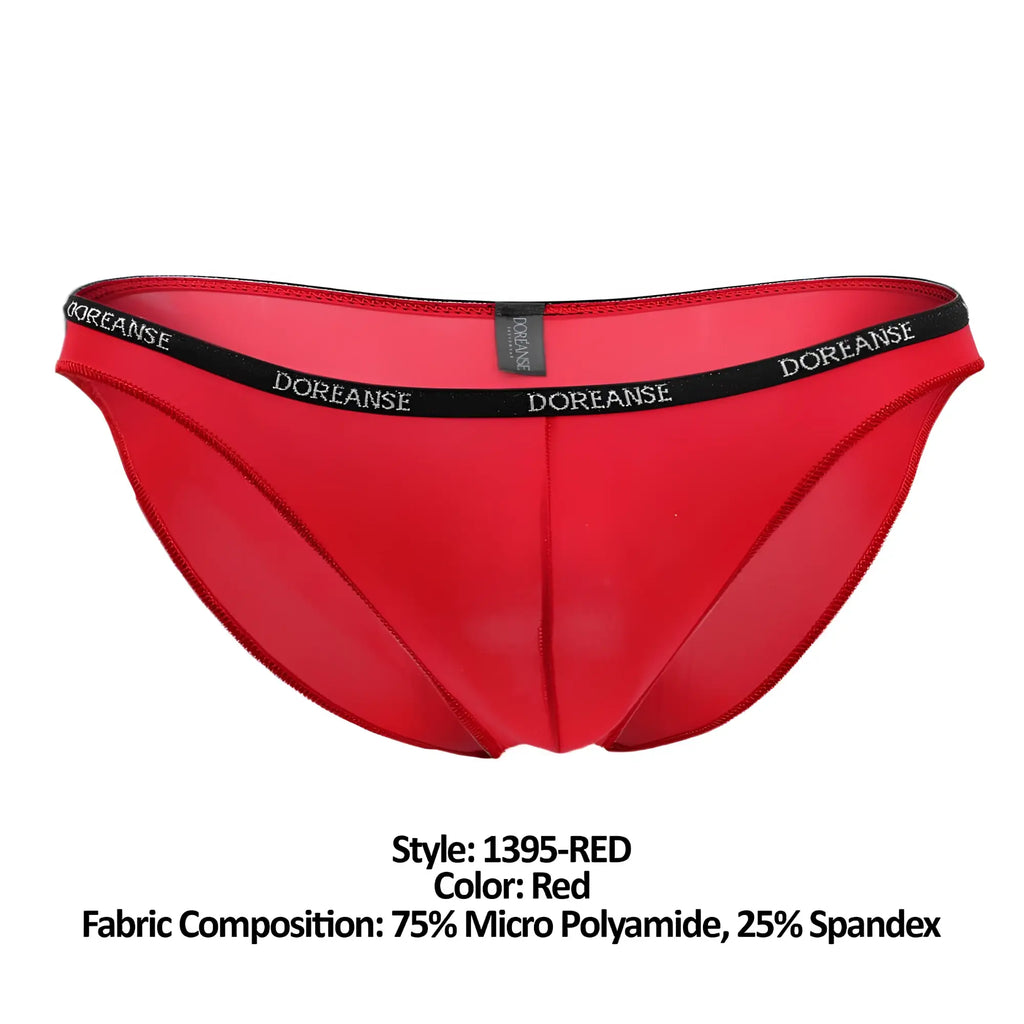 Red doreanse 1395-RED aire bikini briefs with black waistband made of 75 micro polyamide and 25 spandex