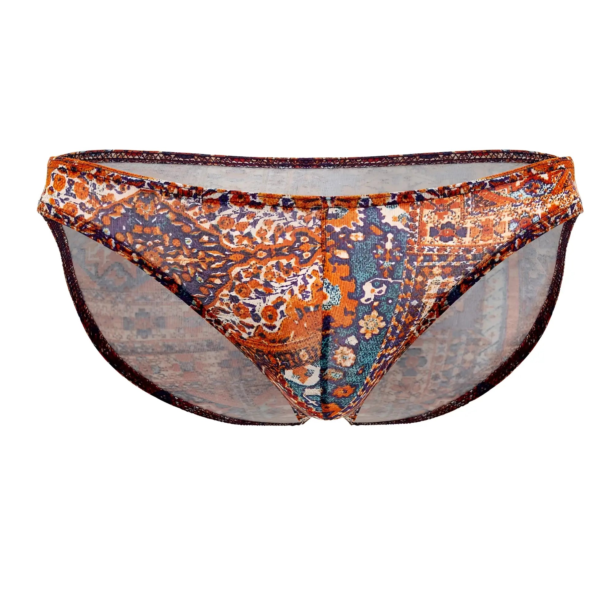 Doreanse 1403-prn persian briefs in orange and blue patterned mesh with vintage rug design for comfortable wear