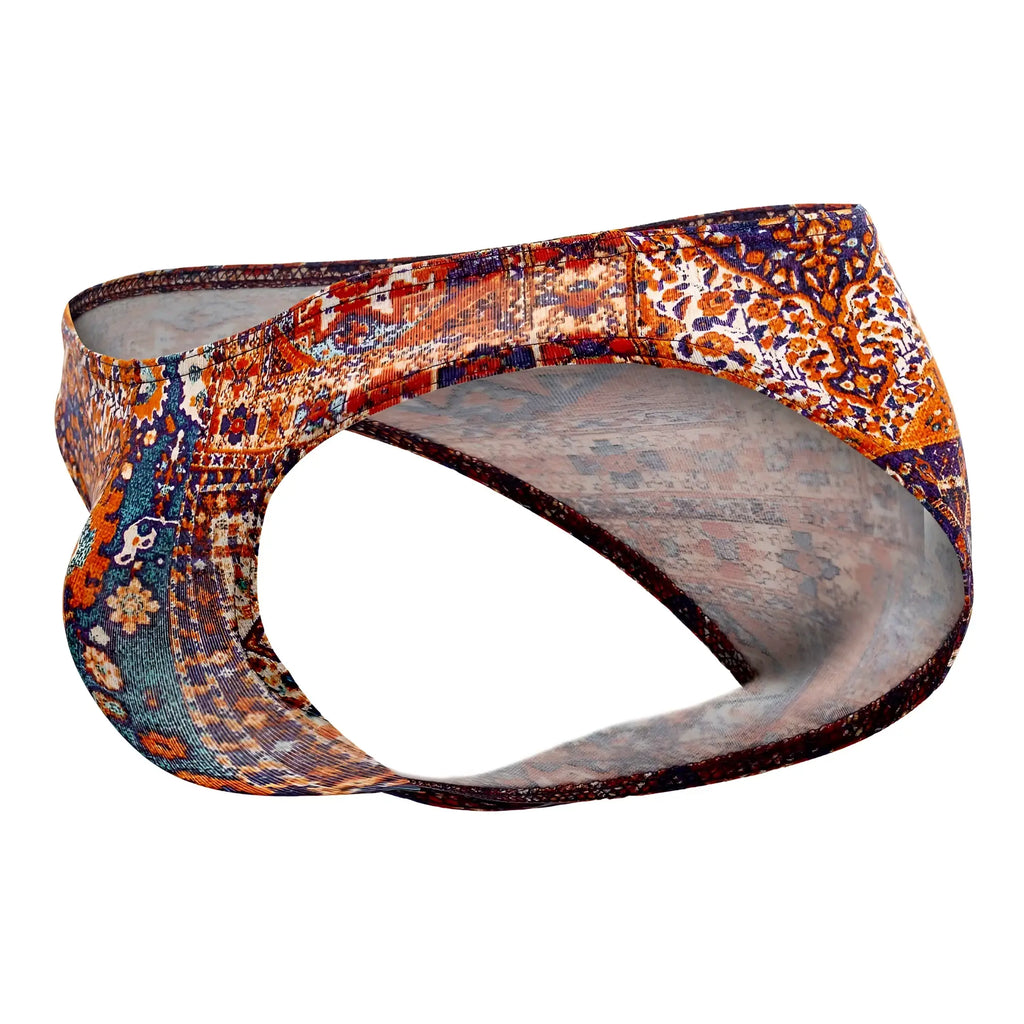 A pair of doreanse 1403-prn persian briefs with a vibrant vintage persian rug pattern in orange blue and brown