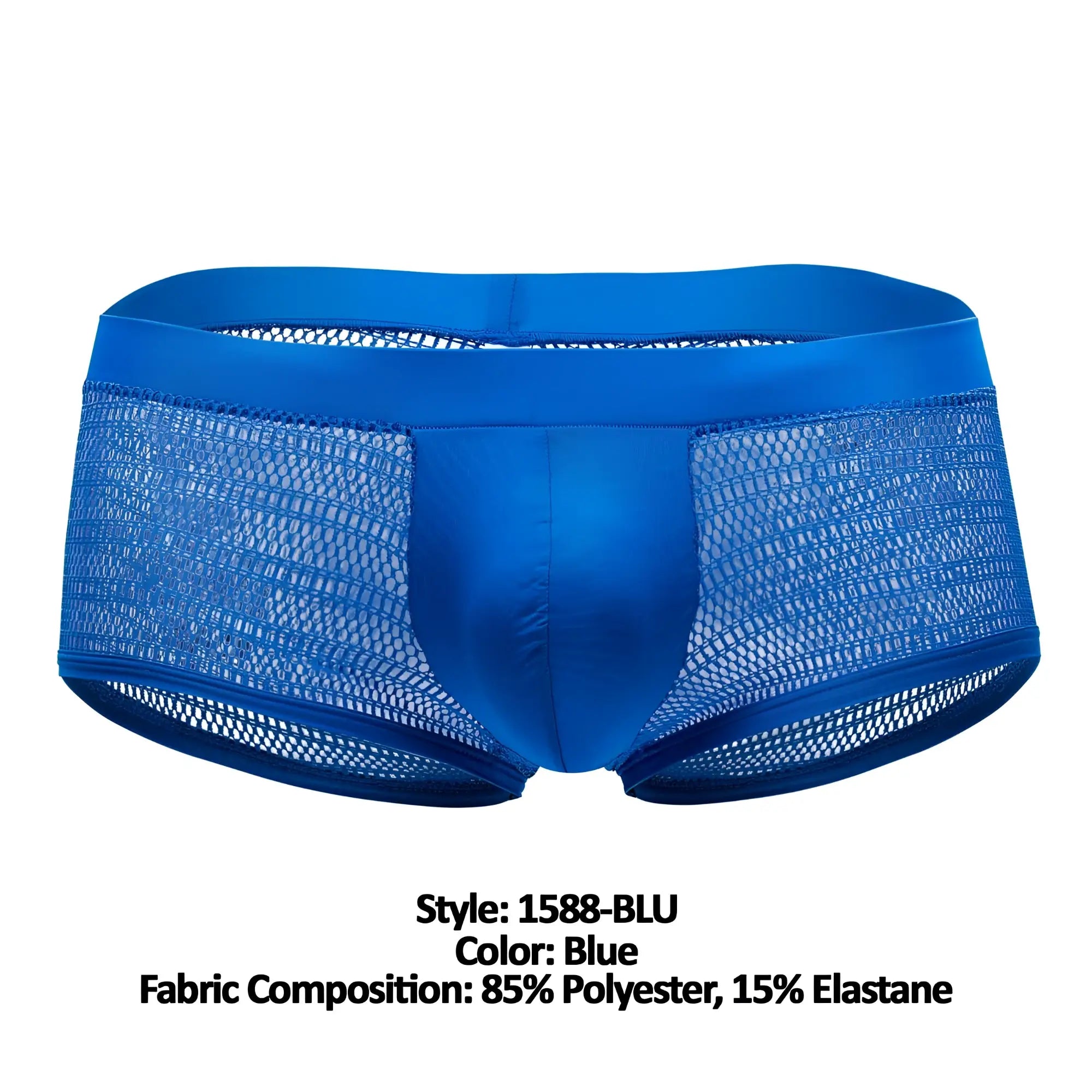 Doreanse 1588-BLU mesh trunk in blue with a satin-like solid front panel for comfortable wear