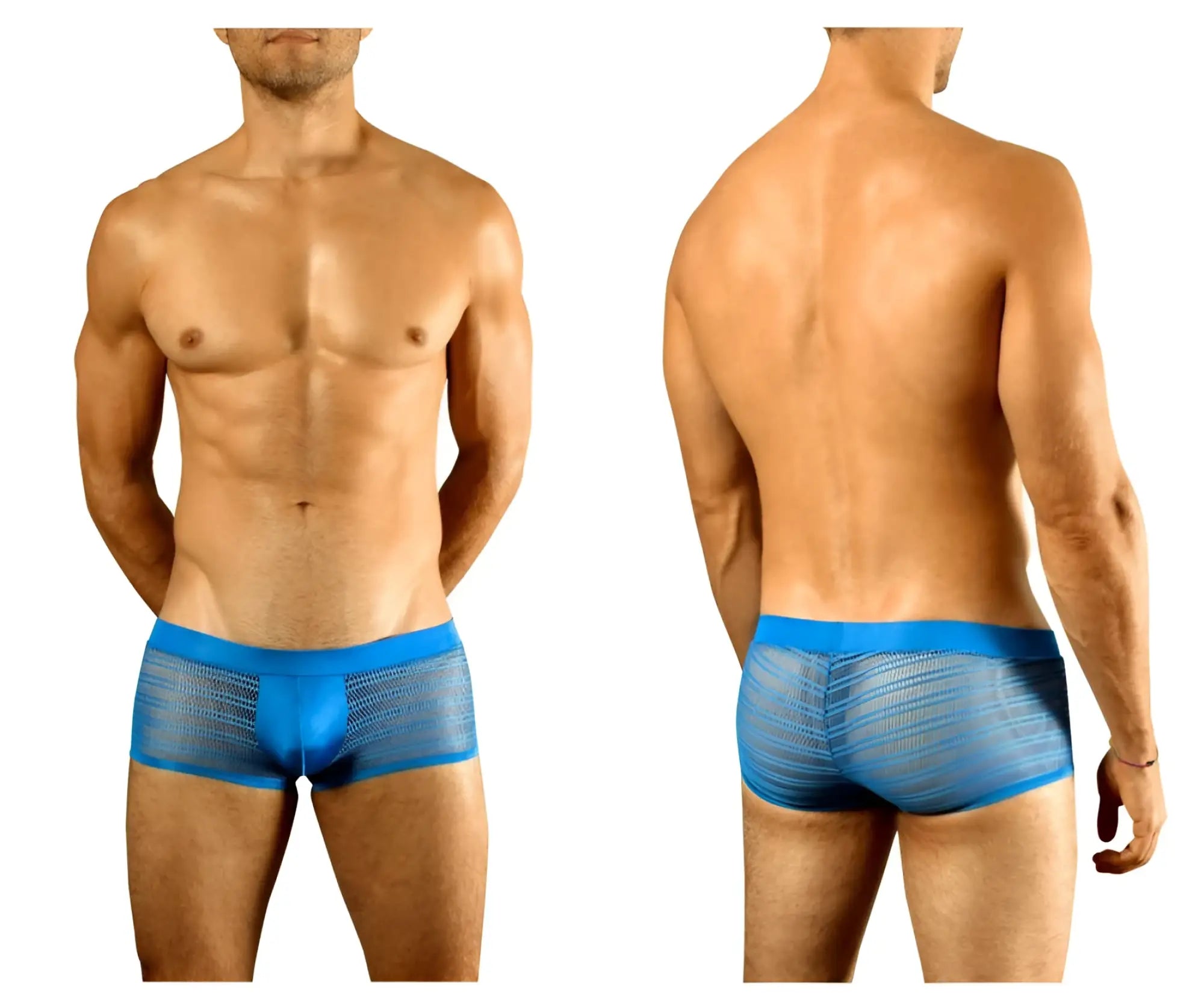 Blue mesh briefs with solid blue waistband doreanse 1588-blu mesh trunk in blue color