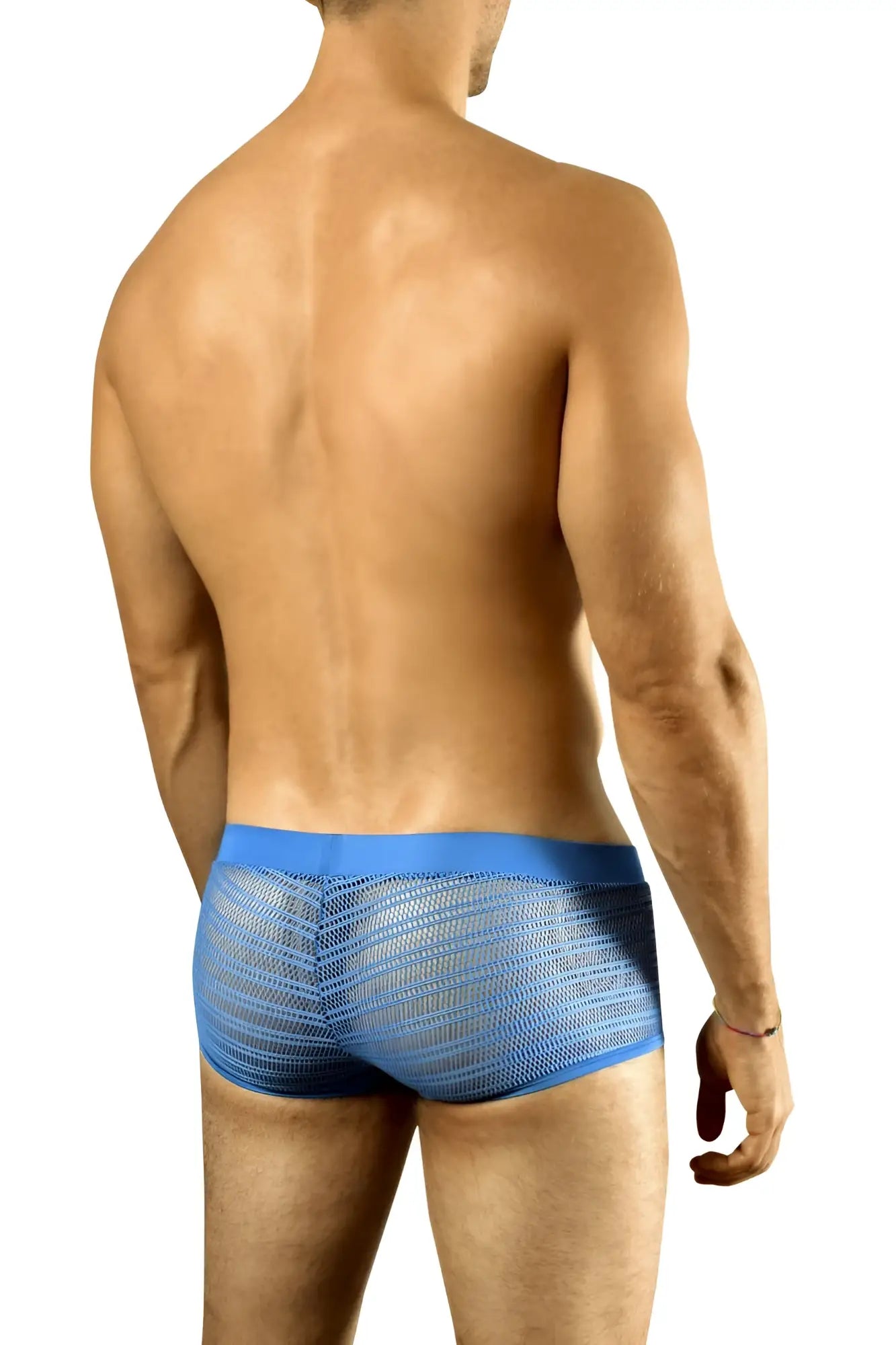 Doreanse 1588-BLU blue mesh briefs with a solid blue waistband made from breathable mesh material