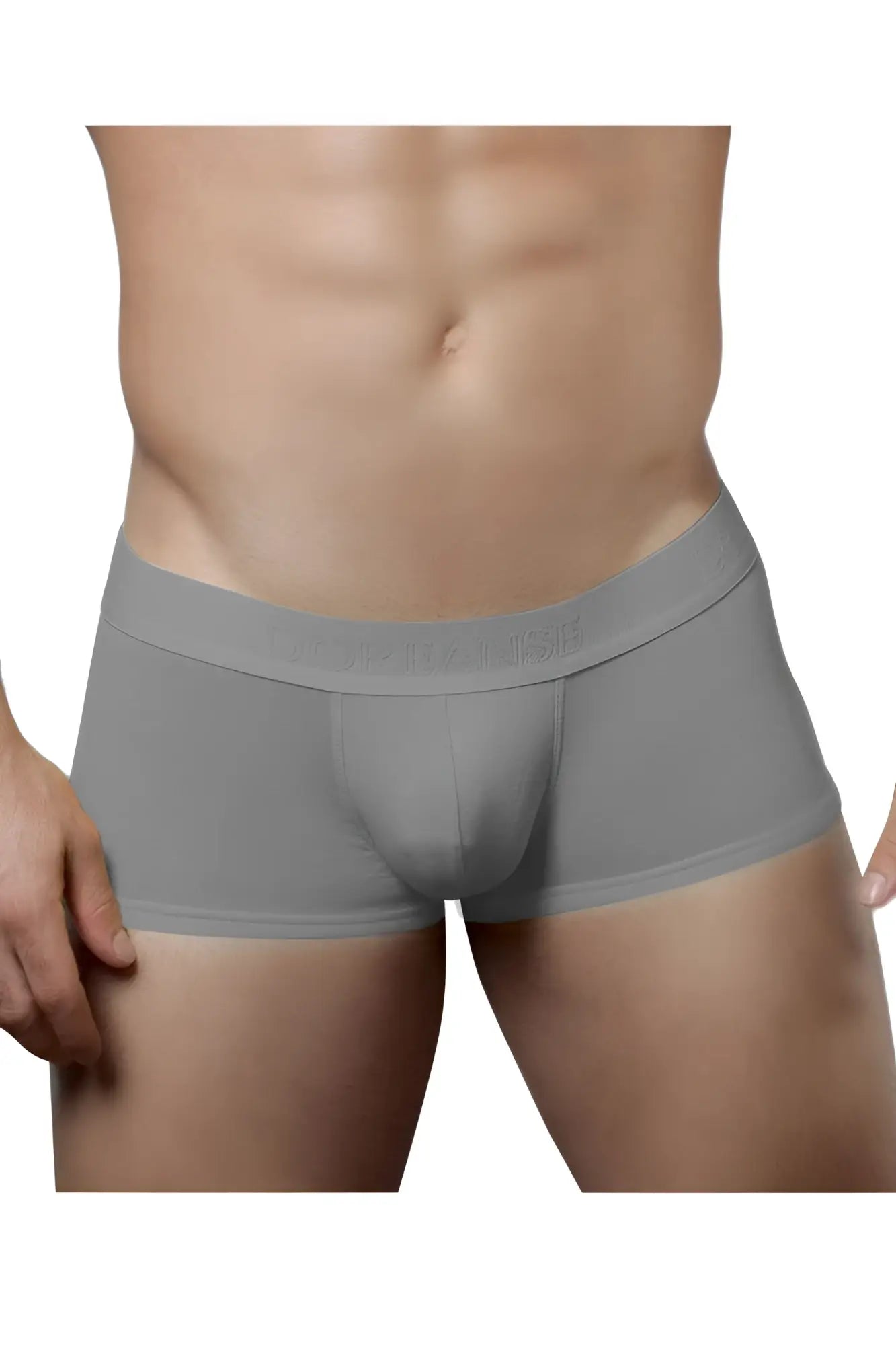 Doreanse 1760-GRY low-rise gray men’s briefs with smooth form-fitting design and subtle embossed waistband branding
