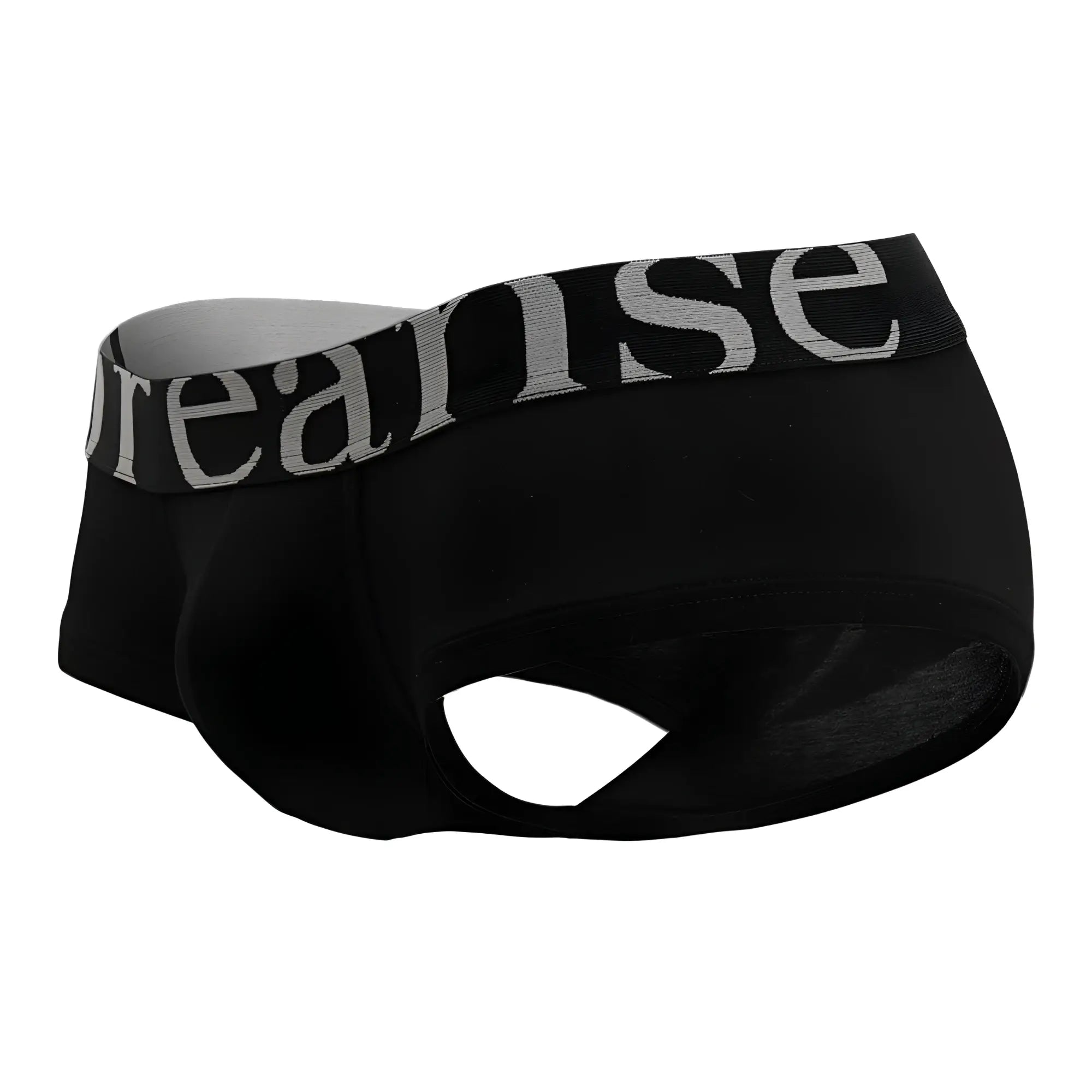 Black doreanse 1779-blk pouch mini trunk briefs with gray reanise logo on waistband in comfortable fabric