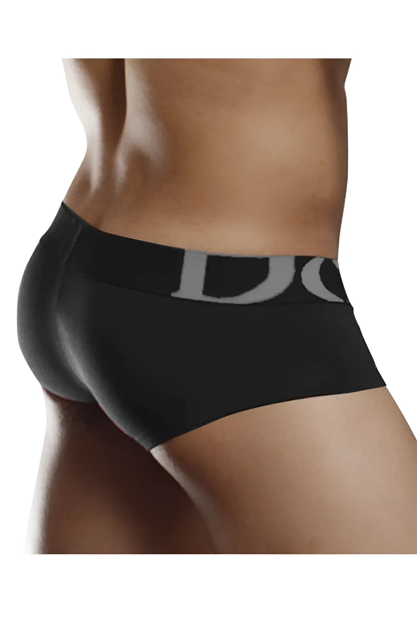 Black doreanse 1779-blk pouch mini trunk briefs with gray do logo on waistband in breathable cotton blend