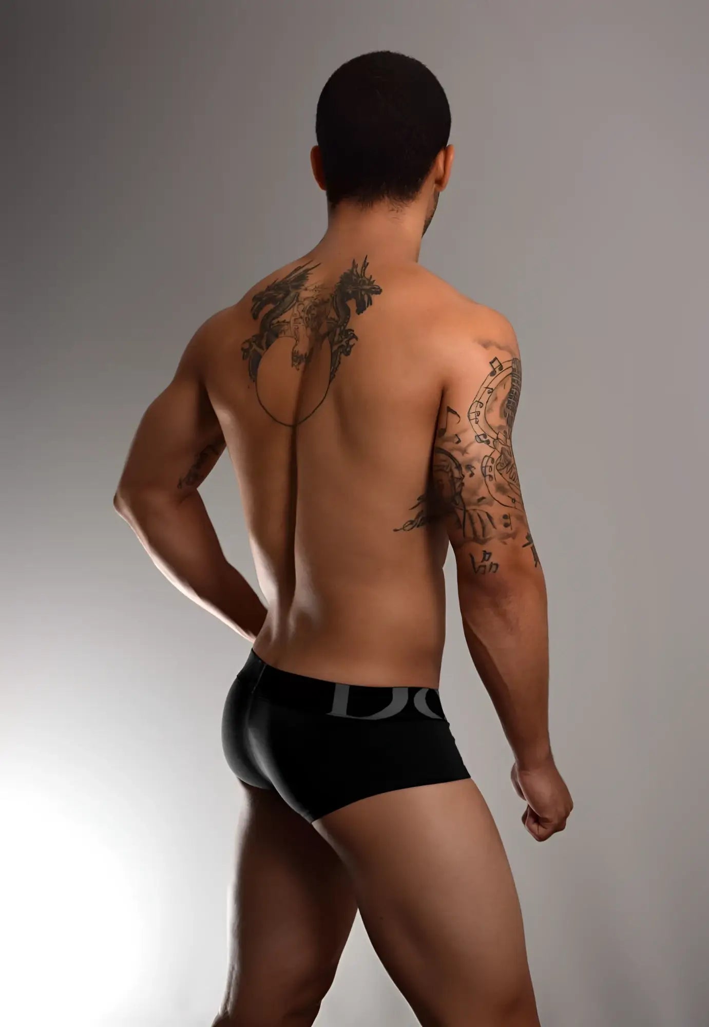 Black doreanse 1779 blk pouch mini trunk briefs with silver do logo on waistband designed for everyday comfort
