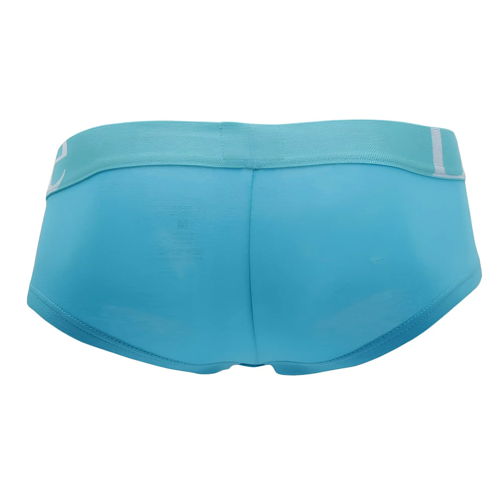 Light blue doreanse 1779-trq pouch mini trunk briefs with elastic waistband and white stripe detail in turquoise