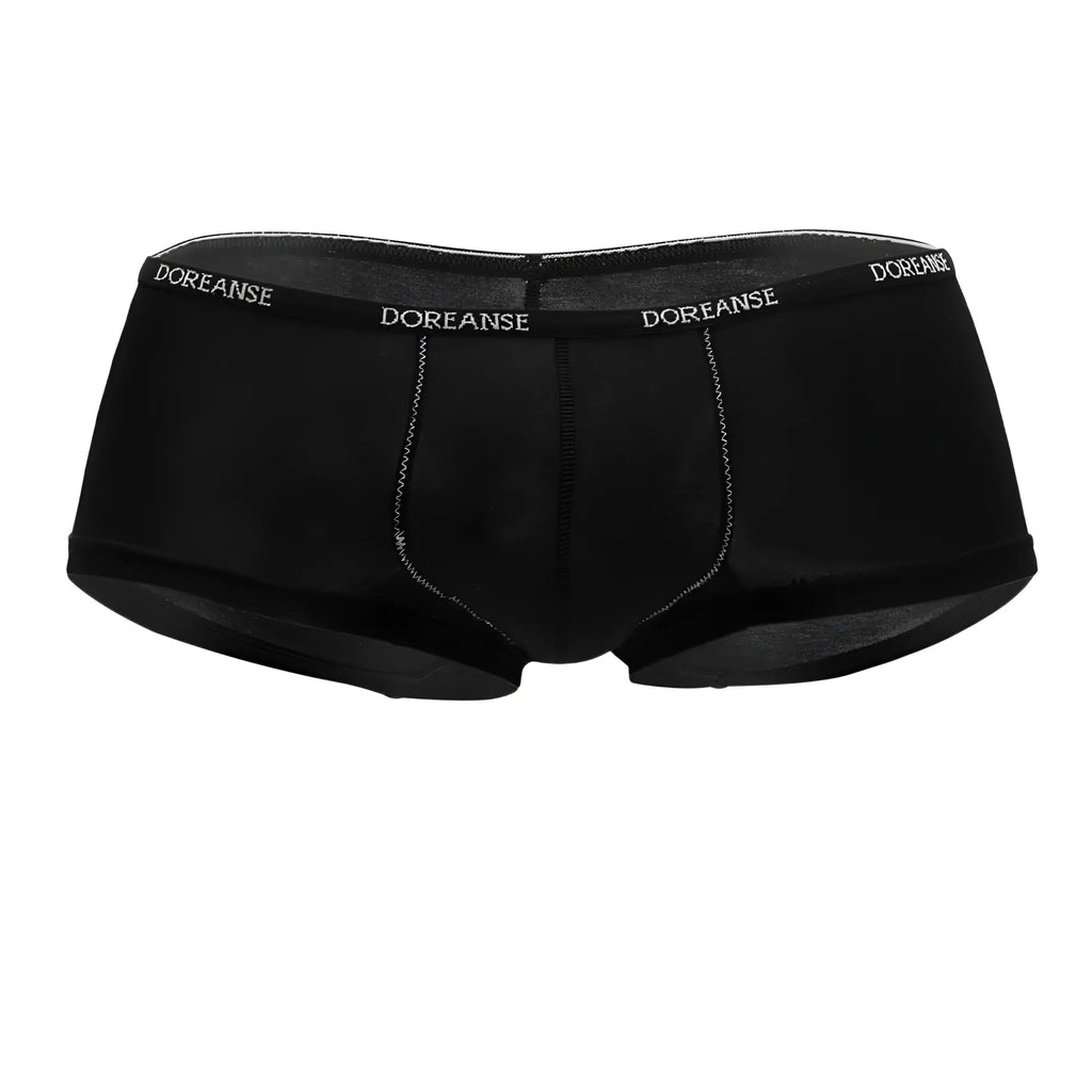 Black doreanse 1781-BLK naked mini trunk briefs with subtle textured waistband and matching stitching details
