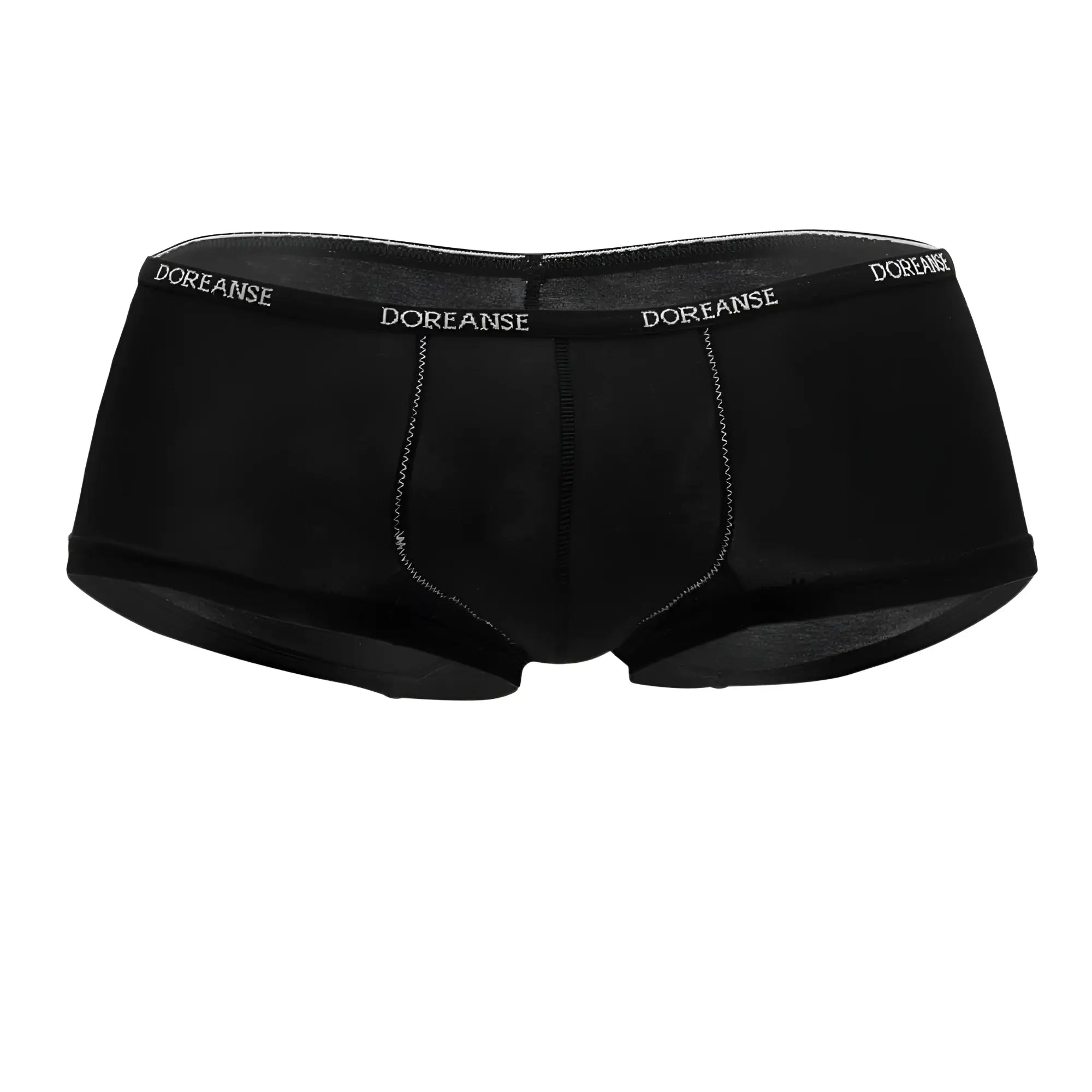 Black doreanse 1781-BLK naked mini trunk briefs with subtle textured waistband and matching stitching details