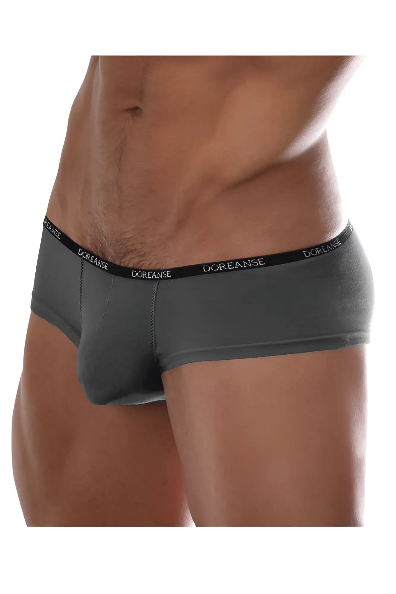 Gray doreanse 1781-smk naked mini trunk briefs with black waistband and white brand name in smoke color