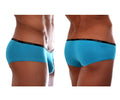 Bright blue doreanse 1781-trq naked mini trunk briefs with black elastic waistband and white brand lettering