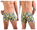 Doreanse 1799-prn leopard art boxer briefs in yellow and blue leopard print made of soft breathable fabric