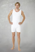 White sleeveless one-piece jumpsuit with button-front design by doreanse in size s for stylish comfort