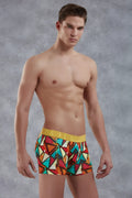 Doreanse Prisma boxer brief underwear size m with vibrant geometric pattern and bold yellow waistband in soft fabric