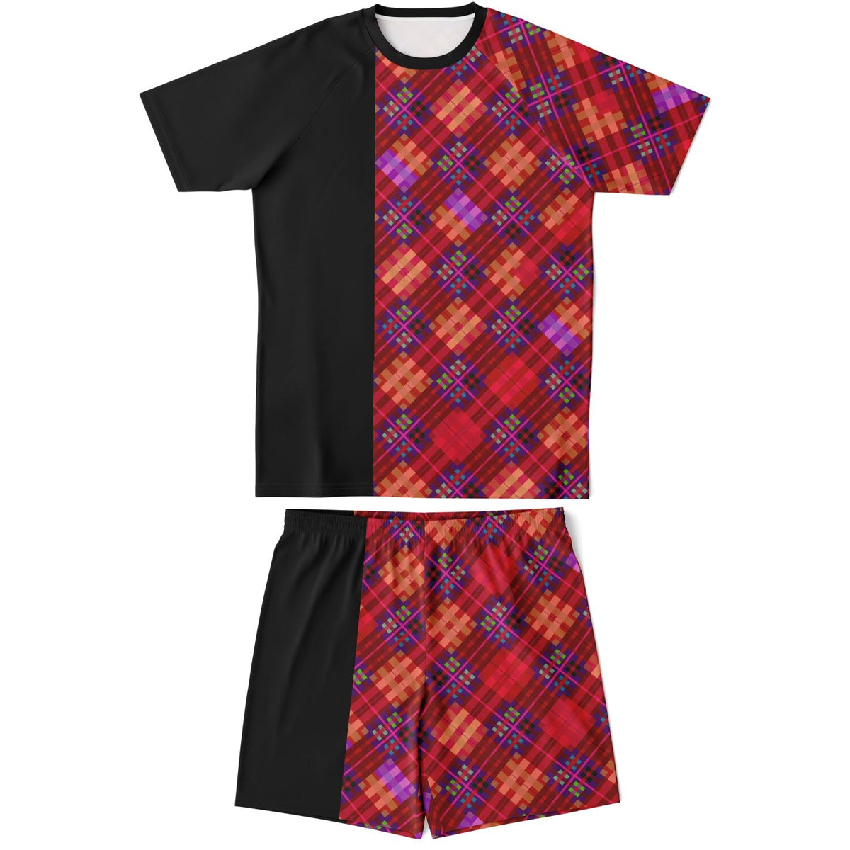 Maris Equi Red Tartan Shorts And Top Set For Men