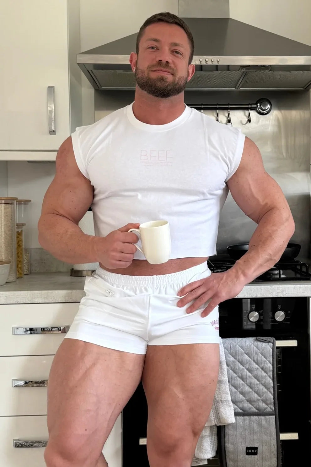 JJ Malibu Men's Varsity 2" Short Shorts with Zipper Pocket  - White