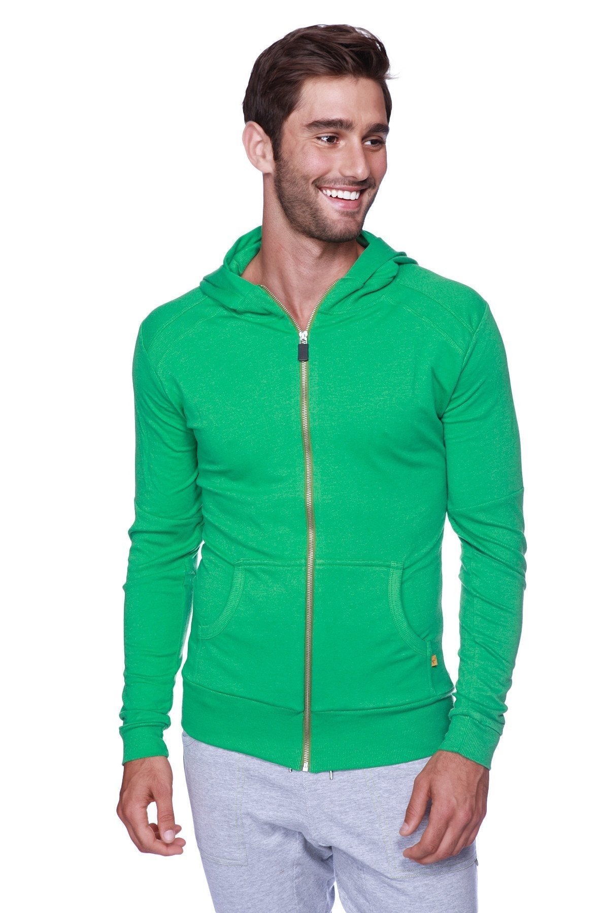 Edge Form-fit Crossover Yoga Track Performance Hoodie (Bambusgrün)