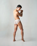 White mesh briefs edge net brief featuring a solid white waistband for breathable comfort and style