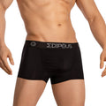 Black men’s briefs edipous edg036 boxer with sleek form-fitting design and white logo embroidered on waistband
