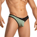 Edipous edk025 thong mint green and black mesh briefs with a sleek form fitting design visible from the back side