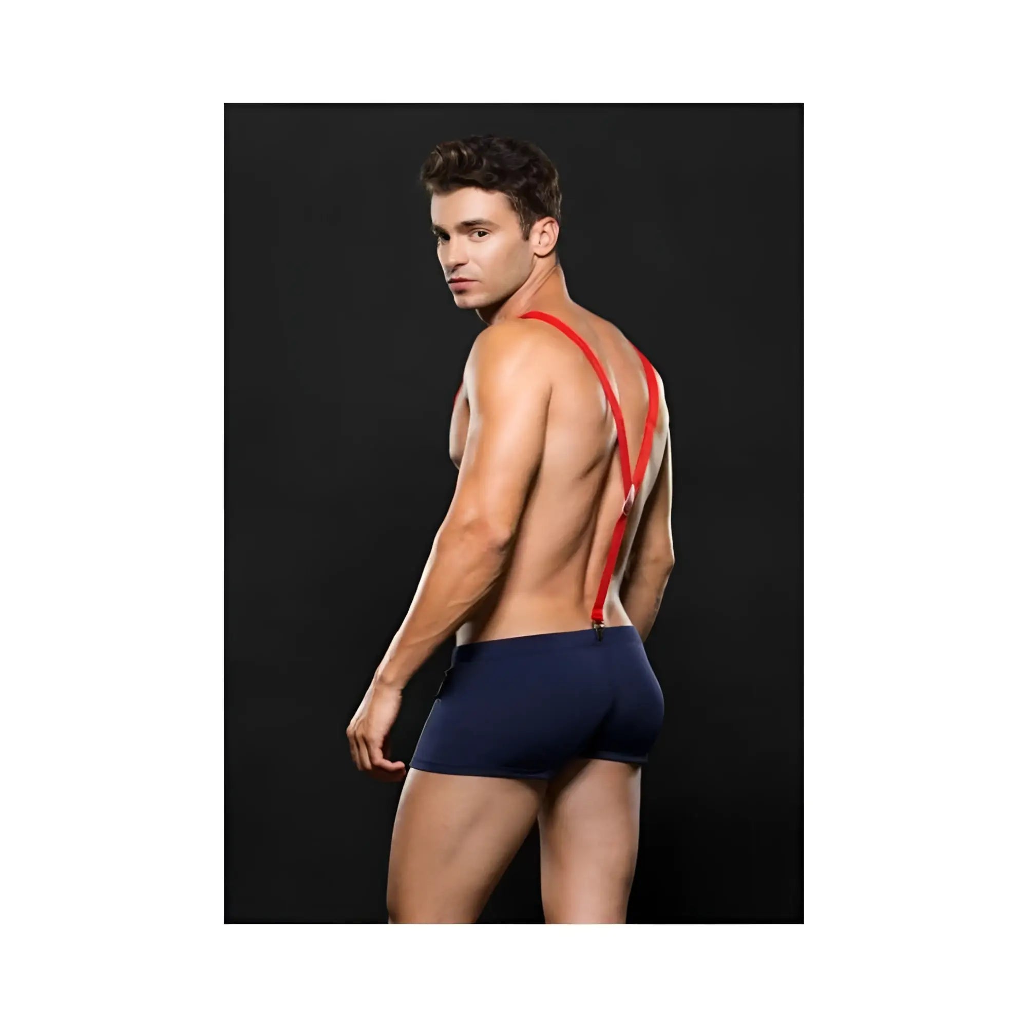 Navy blue briefs with red suspenders from envy fireman bottom 2pc set in medium large size