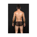 Black mesh briefs envy modern fishnet trunk in black showing front design with breathable fishnet material