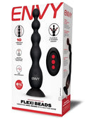 Black envy flexi beads vibrating anal beads with flexible tapered design and suction base by envy toys