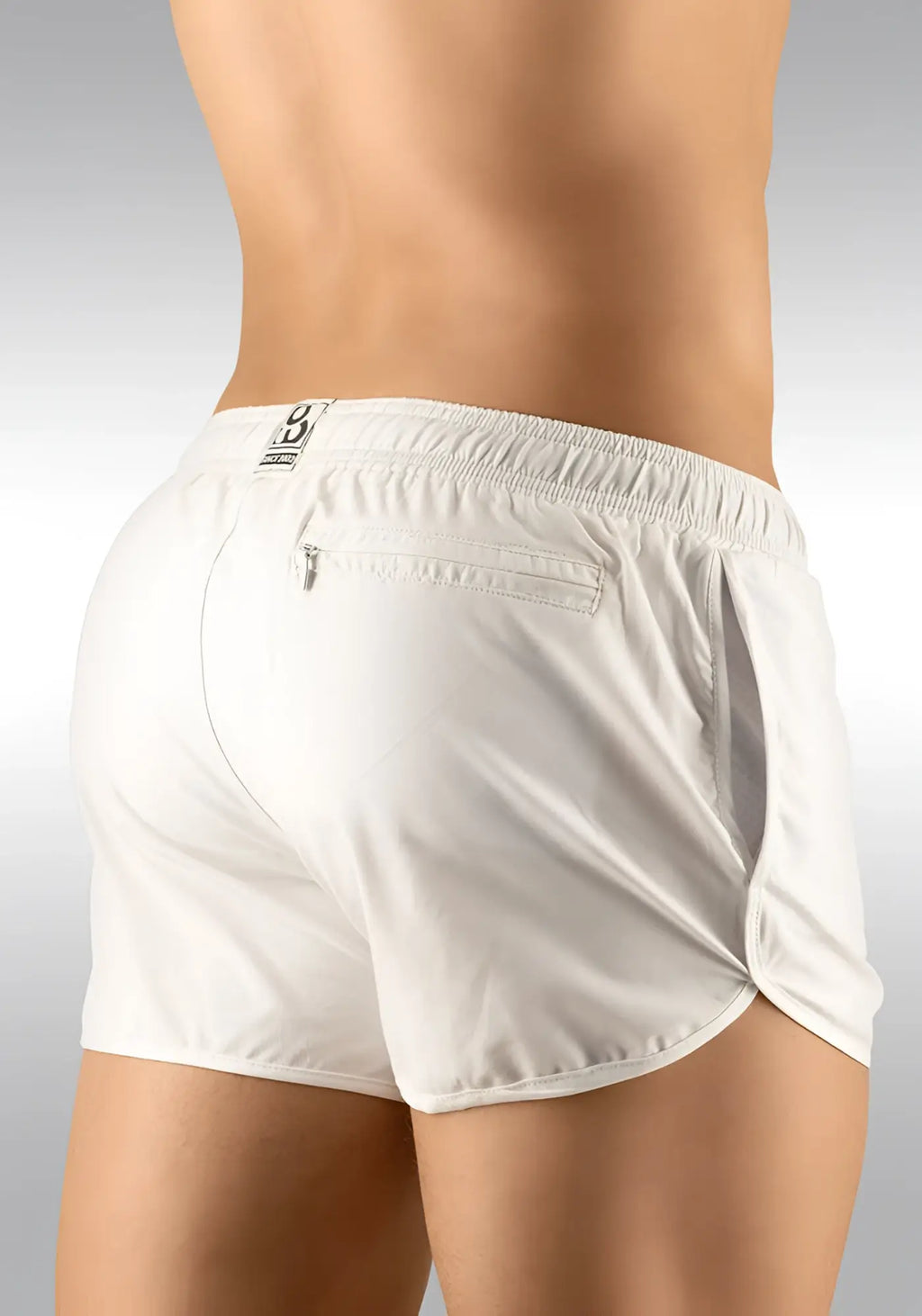 Ergowear built in feel bikini mesh white gym shorts with snug elastic waistband and subtle back logo in size m