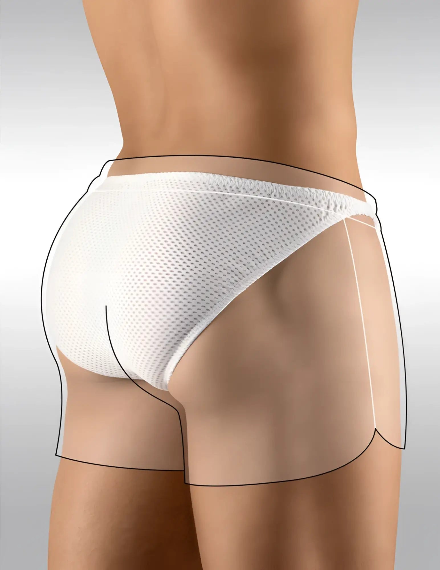 White ergowear built in feel bikini mesh underwear with tailored fit and side cutouts for gym shorts use size m