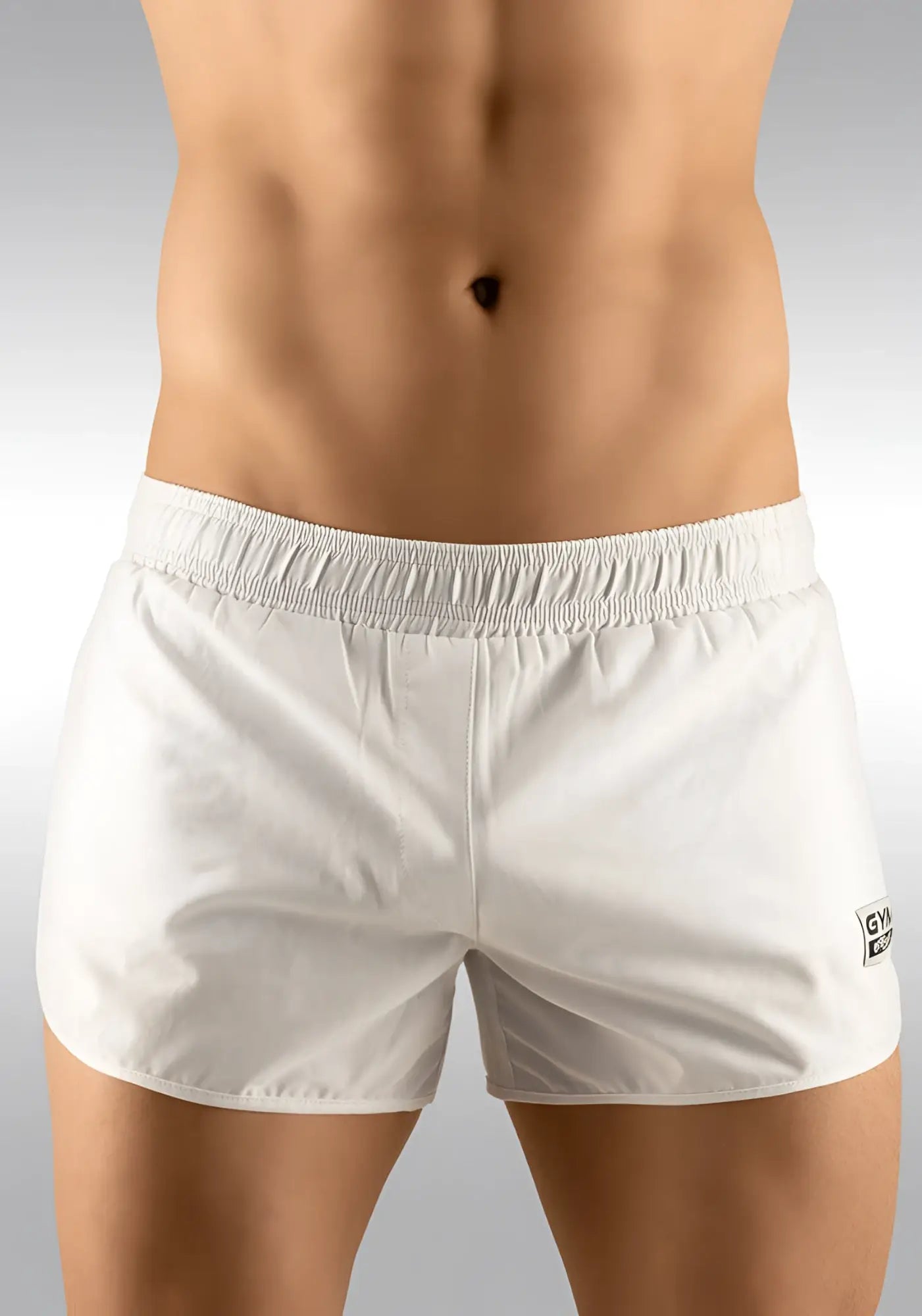 White ergowear built in x4d bikini mesh gym shorts with elastic waistband and logo patch size m