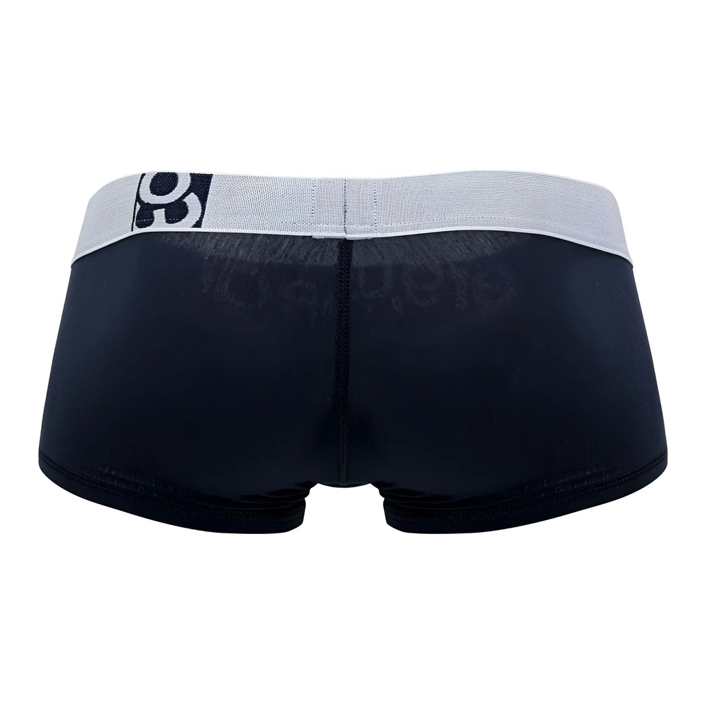 Navy blue ergo wear ew1472 max cotton trunks with gray elastic waistband and black logo on left side