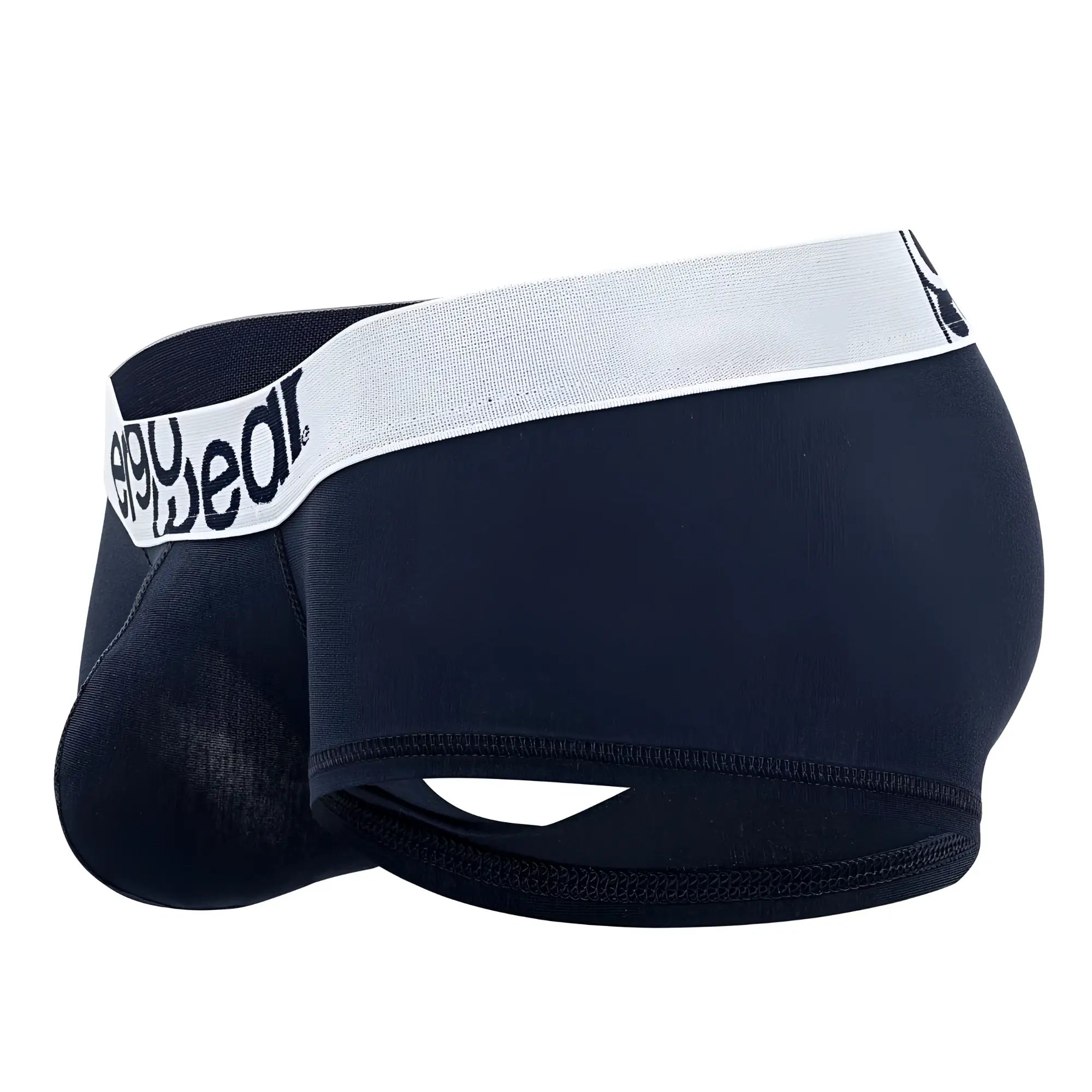 Navy blue ergo wear ew1472 max cotton trunks with black eeyewear logo on white elastic waistband