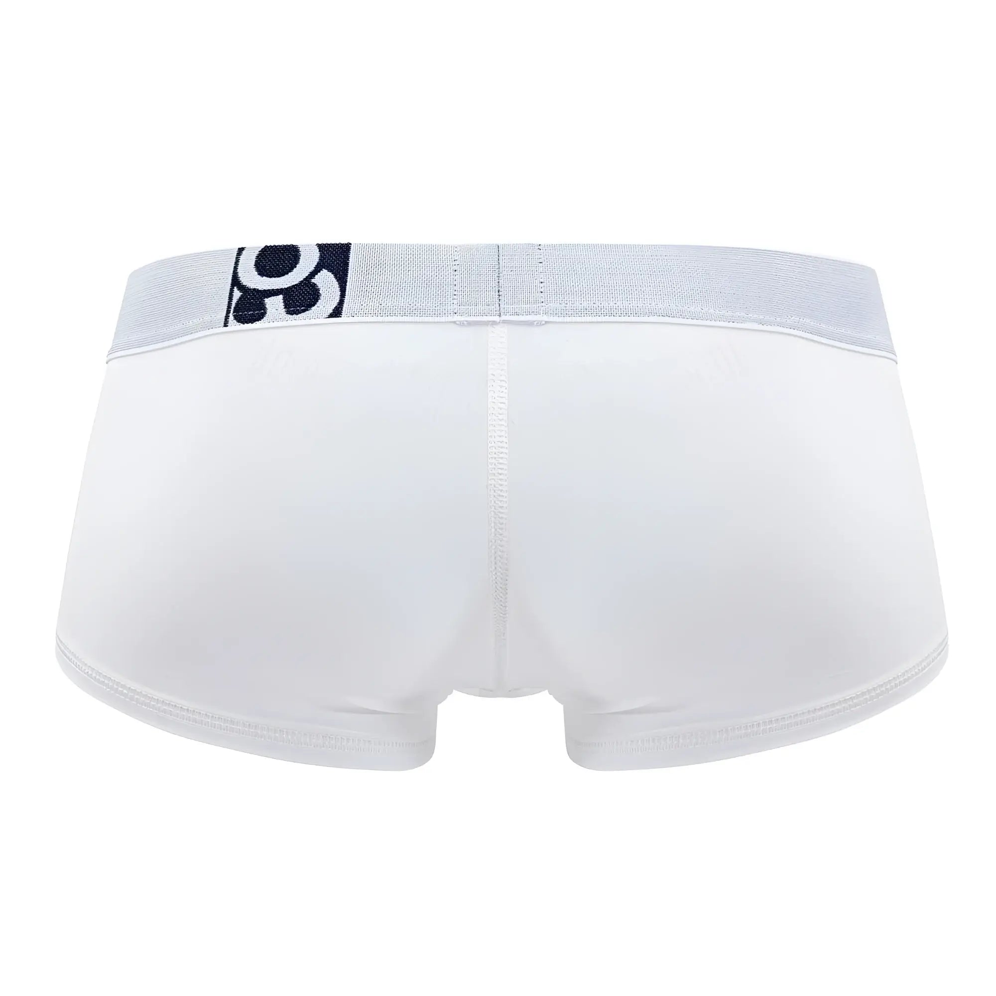 White ergo wear ew1476 max cotton trunks with light gray waistband and black logo designed for comfort and support