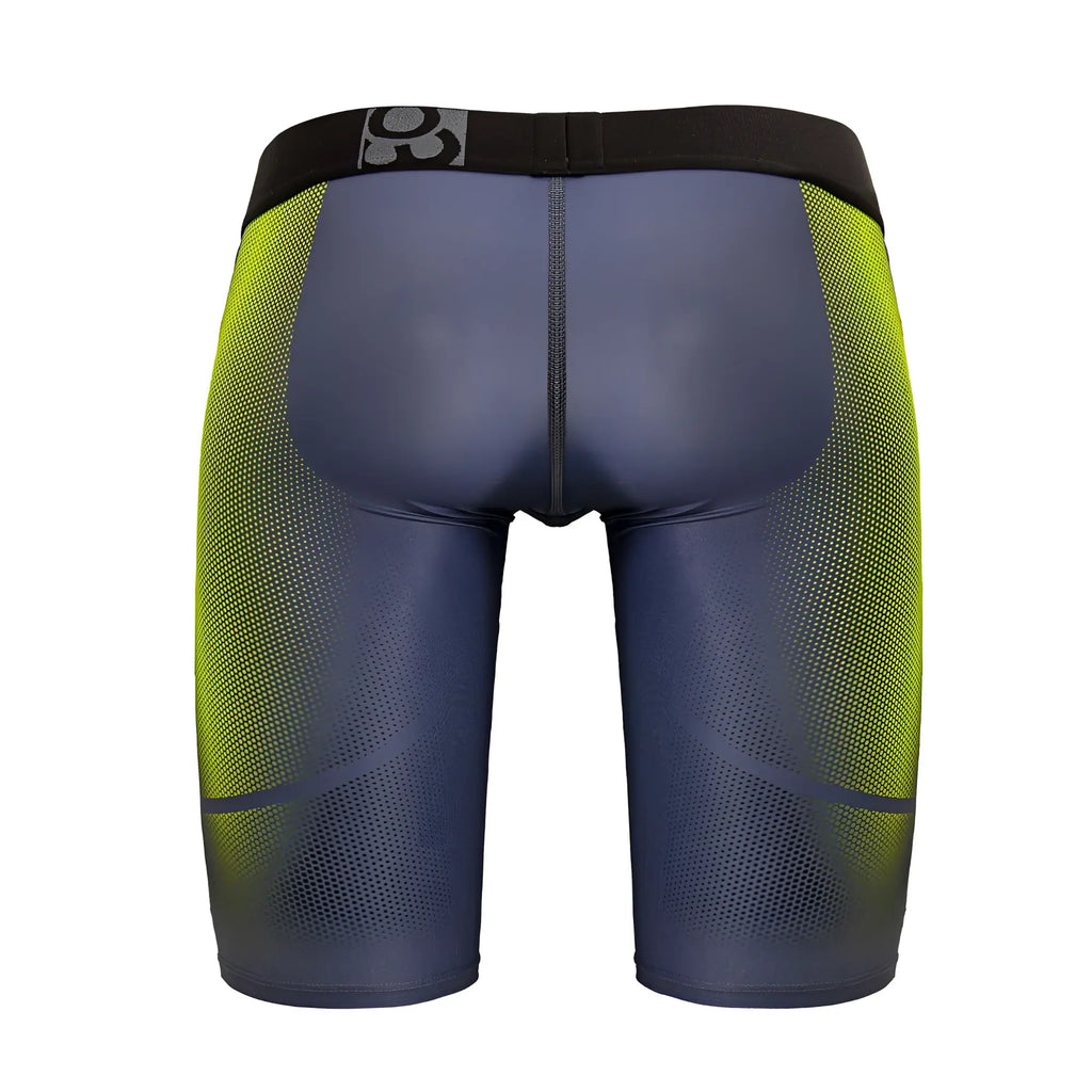 Ergowear ew1603 max se athletic compression shorts in dark blue and neon green gradient with black waistband and 361° logo