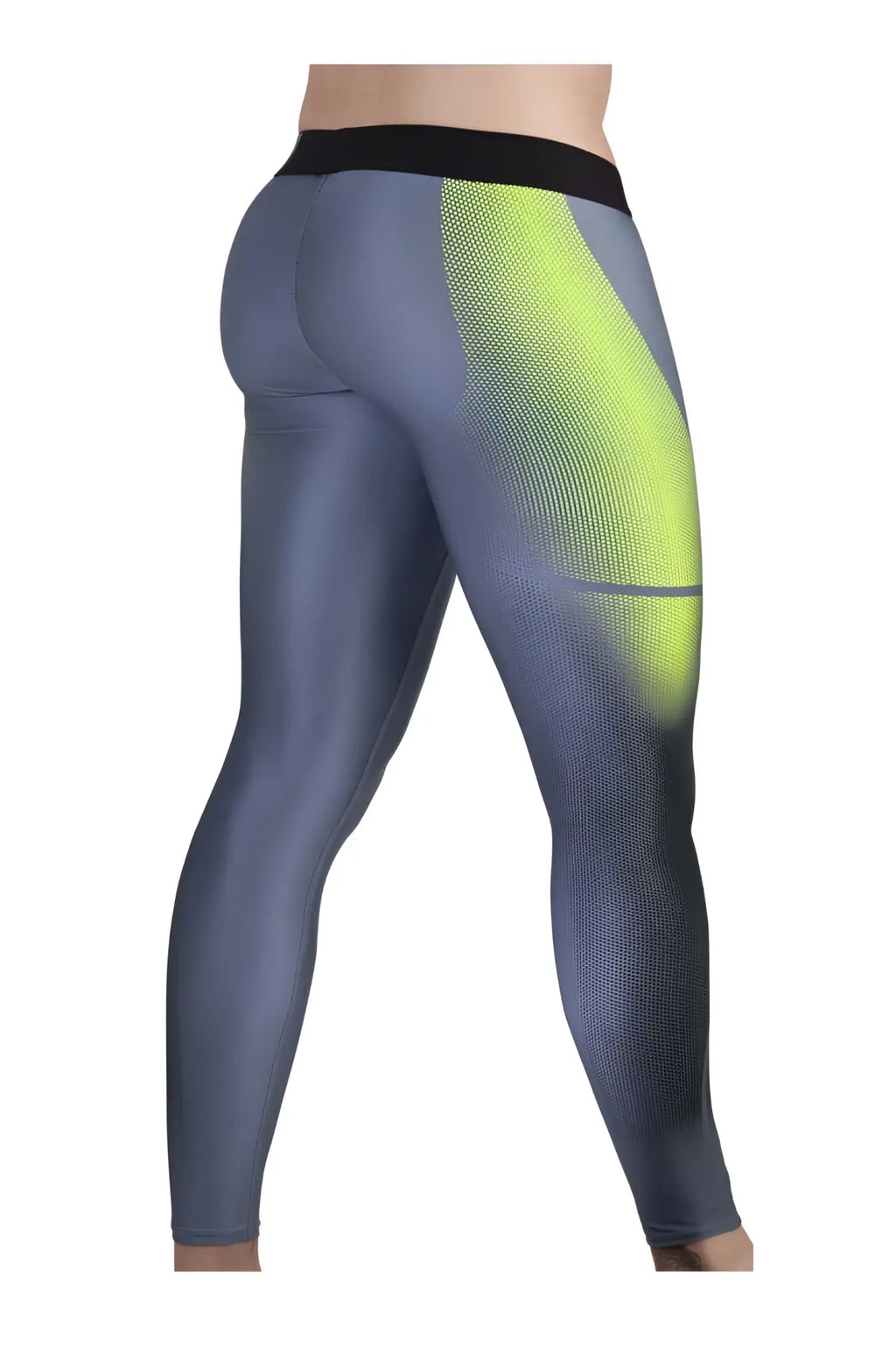 ErgoWear ew1604 max se athletic pants in gray-green with gray and neon yellow leggings and black waistband