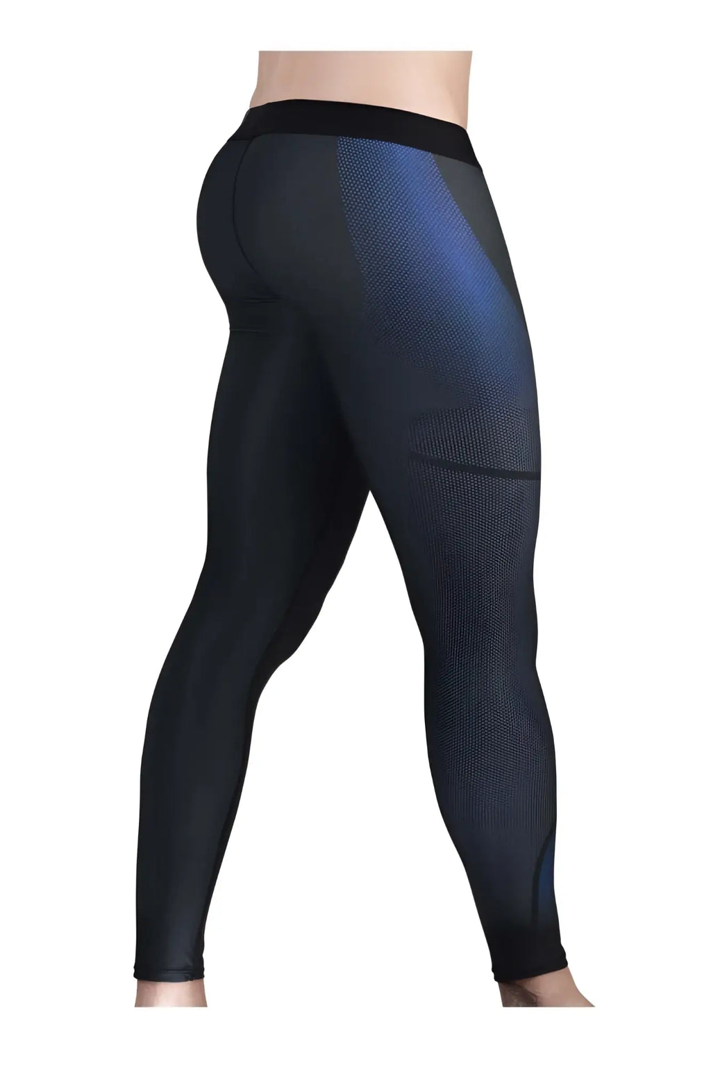 ErgoWear ew1606 max se athletic pants in dark gray featuring black and blue gradient compression leggings with mesh texture