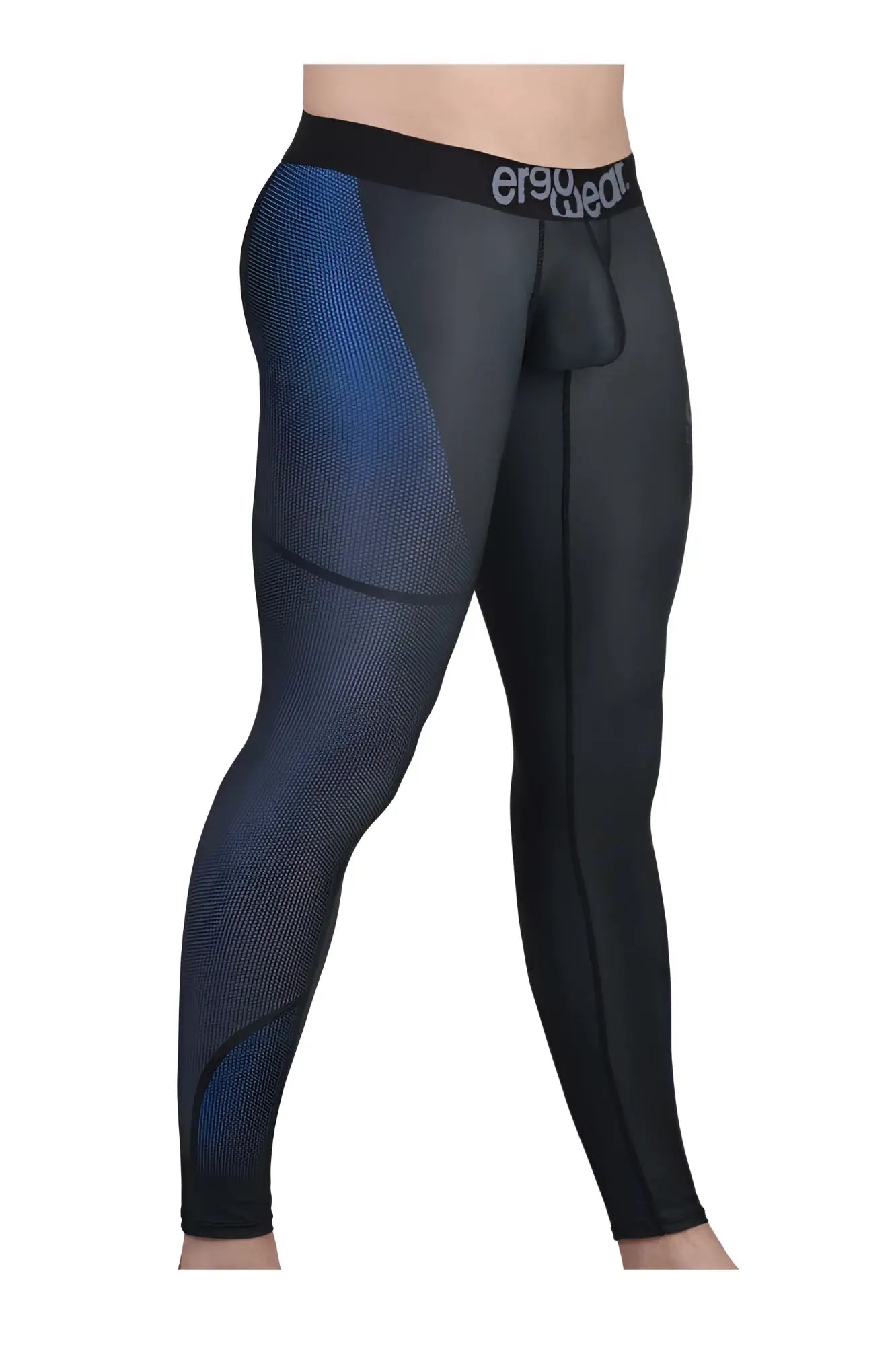 Black and blue mesh ergoWear ew1606 max se athletic leggings with branded waistband in dark gray color