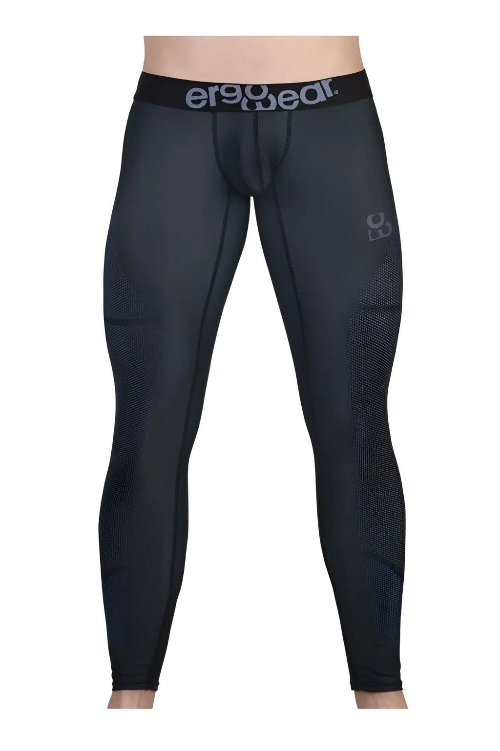 Black ergowear ew1606 max se compression leggings in dark gray with textured pattern and waistband logo