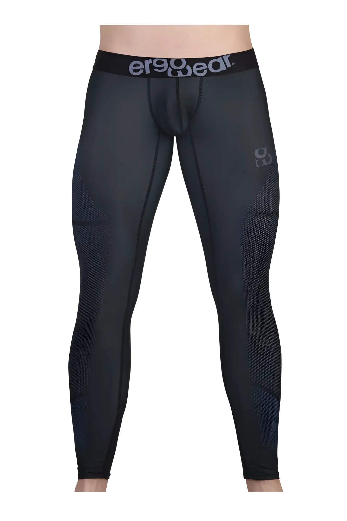 Black ergowear ew1606 max se compression leggings in dark gray with textured pattern and waistband logo