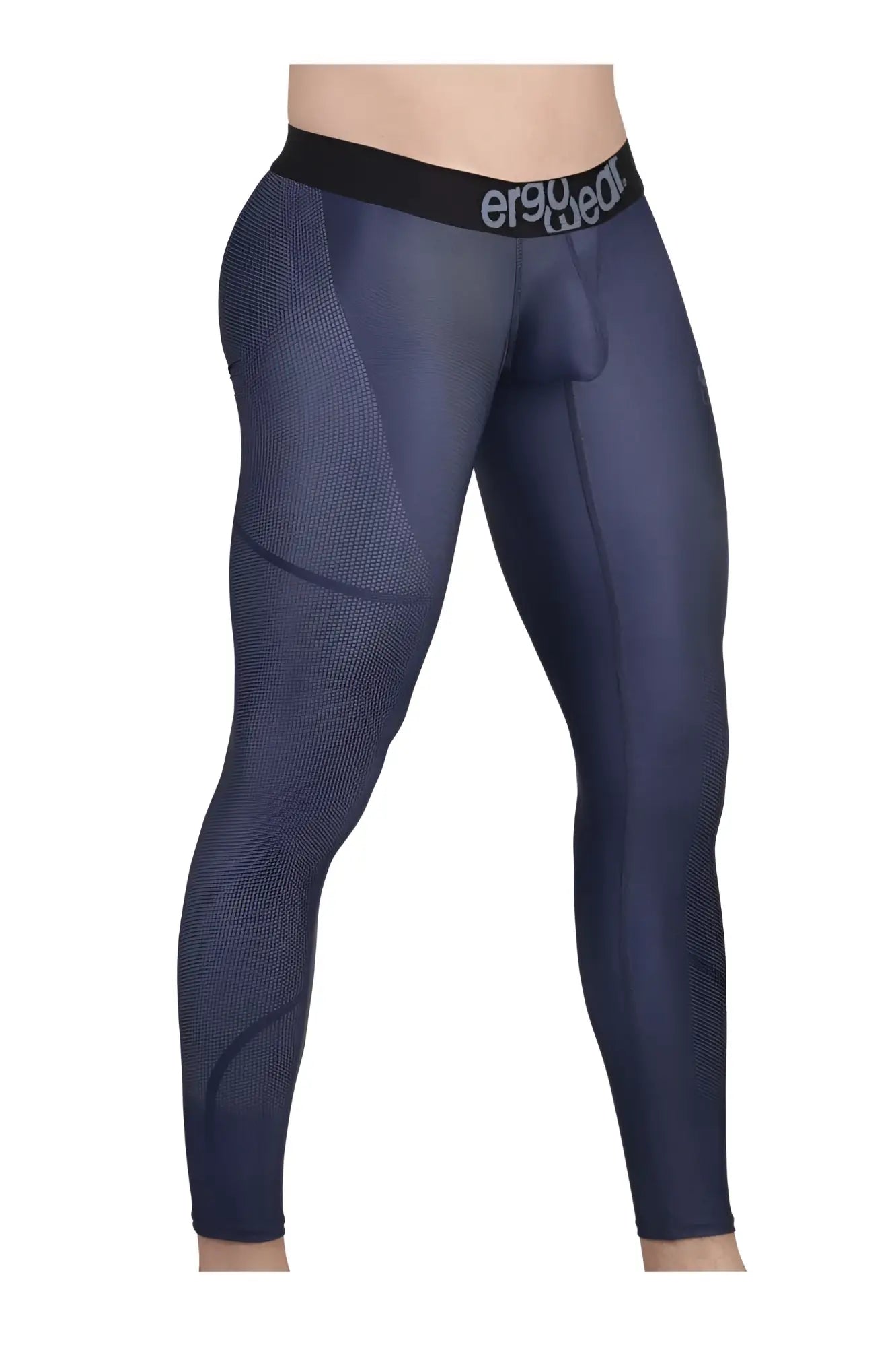 Navy blue ErgoWear EW1608 MAX SE compression leggings with black waistband and ergo gear logo for athletic use