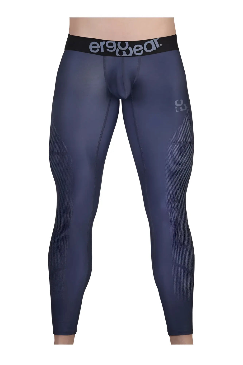 Dark navy blue ergoWear ew1608 max se compression leggings with black waistband and mesh texture on thighs