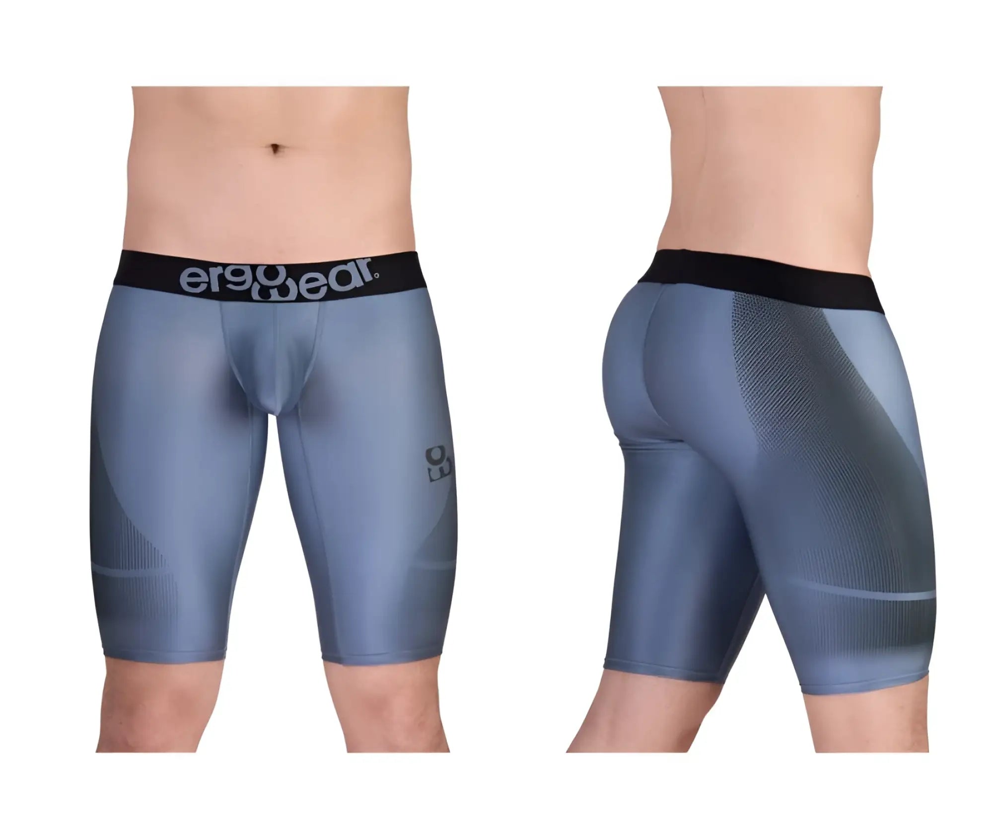 Ergowear ew1609 max se blue-gray ergonomic compression shorts with black waistband and mesh paneling for athletics
